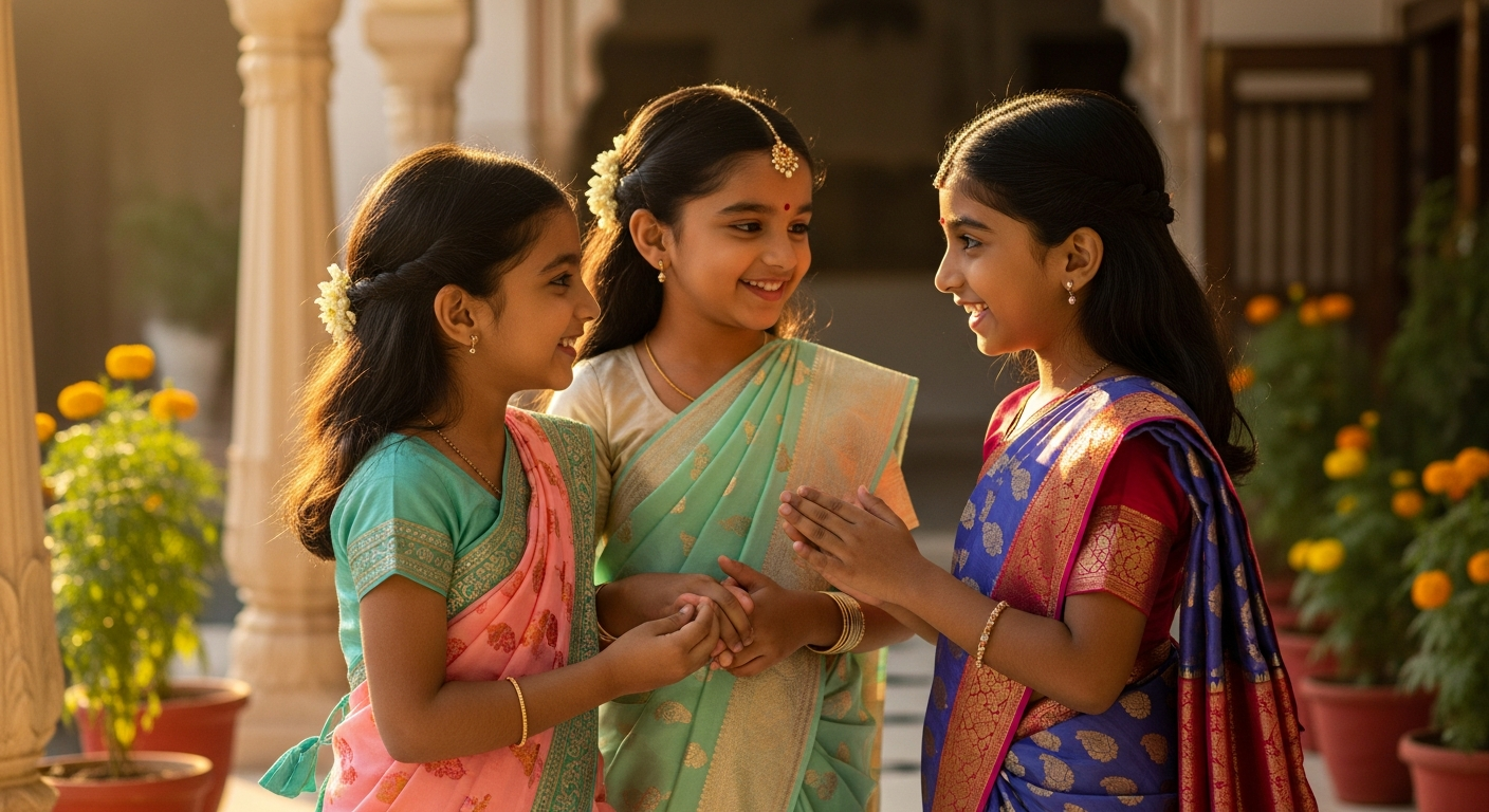 Gemini Prompts: Adorable Girls in Sarees AI Art