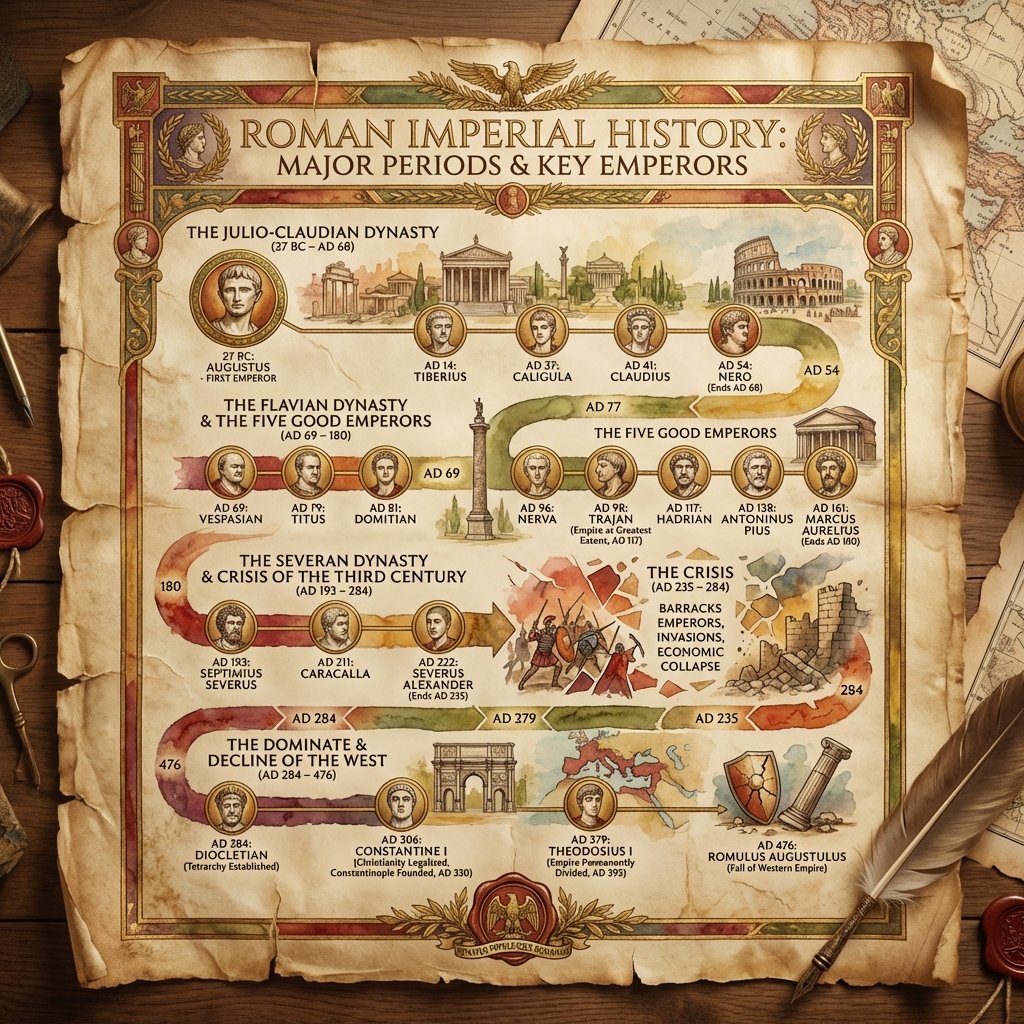 AI generated vintage Roman history timeline